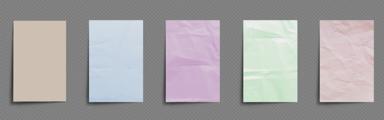 Poster - crumpled pastel colored paper for scrapbook, poster or text banner. realistic 3d illustration vector