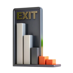 Aufkleber - A 3D rendering of an exit sign with a bar chart illustration. The colors are appealing, offering a modern design for graphical representations.