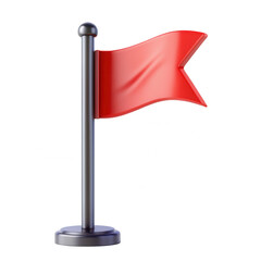 Poster - A 3D rendered red flag on a black pole, presented in an isolated view. The flag's smooth texture creates a striking visual against the transparent background.