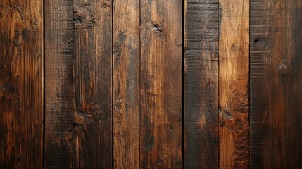 Poster - dark brown wooden plank background with a grunge texture features an old and weathered wood surface 