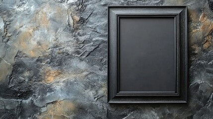 Poster - Gray photo frame on textured stone background with blank area for customization Mock up design