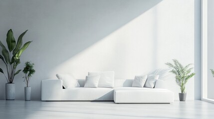 Poster - Sleek minimalist interior design of a contemporary living room