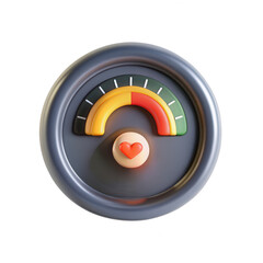 Poster - A vibrant 3D model of a gauge displaying color segments, featuring a heart icon at the bottom. Ideal for health and wellness themes.