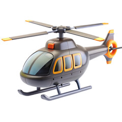 Poster - A 3D render of a toy helicopter featuring a sleek design with yellow accents. Perfect for children's play or collectors of toy models.