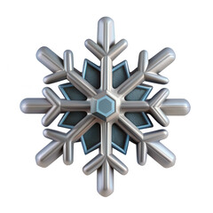 Poster - A stylized 3D snowflake icon featuring silver and blue elements, giving it a modern and artistic appearance, suitable for winter-themed designs.