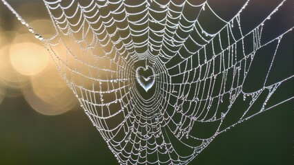 spider web with dew drops