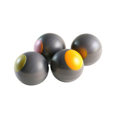 Poster - Four spherical balls with different colors, displaying a smooth surface and reflective qualities. The balls are isolated against a black background.