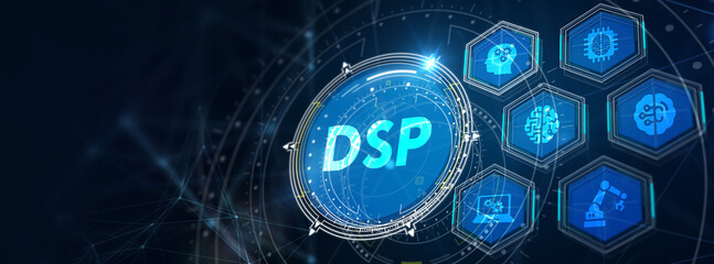 DSP - Demand Side Platform usiness, Technology, Internet and network concept. 3d illustration