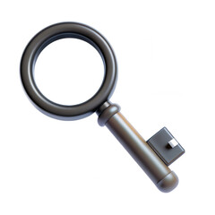 Poster - A realistic 3D model of a magnifying key, showcasing its intricate details and design. Perfect for various digital projects.