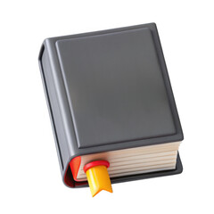 Poster - A 3D render of a closed book with a bookmark, isolated on a white background. The book has a grey cover and shows simple design elements.