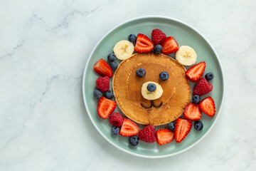 Sticker - Funny kids breakfast, bear face pancakes