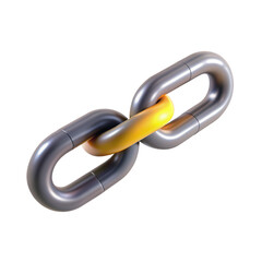 Poster - A 3D render featuring interconnected metal chains in silver and gold colors, symbolizing unity and strength in design.
