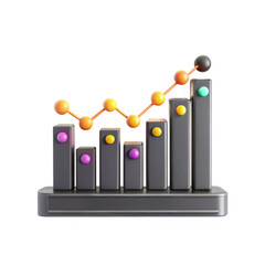 Aufkleber - This 3D render features a bar graph with colorful spheres representing data points. It symbolizes growth and analytics in a modern style.