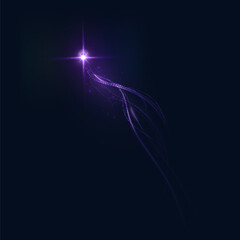 Fototapete - Purple magic comet light effect with many sparkling bokke and shimmering light effects. Magic purple wind for web design and fairy decoration. Vector