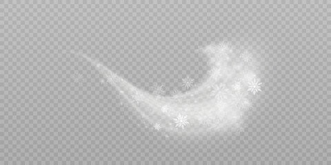 Poster - Christmas cold blizzard effect with snow. Vector texture Cold winter wind with snowflakes on transparent background.