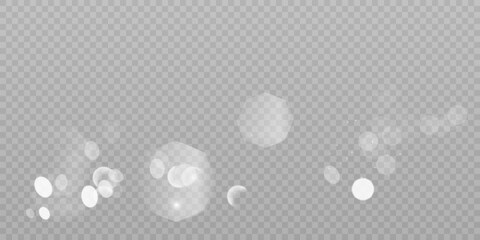 Fototapete - Light effect of glare on transparent background. Semi-transparent light glare. Vector