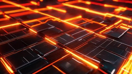 Poster - Abstract representation of glowing digital circuits with intricate patterns and vibrant colors
