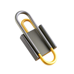 Poster - A modern paperclip with a sleek design featuring a black and gold color scheme, showcasing a unique and artistic approach to an everyday item.