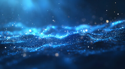 Dark blue and glow particle abstract background