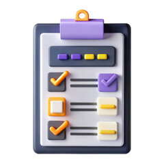 Poster - A vibrant 3D rendering of a checklist featuring colorful toggle buttons and checkboxes, isolated against a clean background.