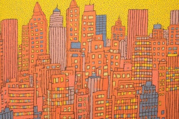 Wall Mural - New york city metropolis painting drawing.