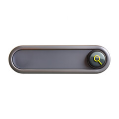 Poster - A sleek and modern 3D rendered search bar featuring a circular magnifying glass icon, designed in a minimalist style with a gray color scheme.