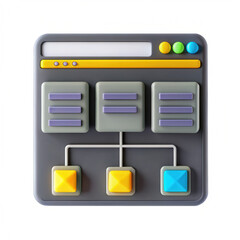 Poster - A colorful, 3D-rendered user interface model featuring buttons and menus, styled in a playful design.