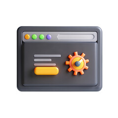 Poster - A vibrant 3D render of a control panel featuring buttons and a gear. The design is modern and colorful, adding an appealing aesthetic.