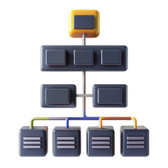 Poster - A 3D render of a flowchart with colorful nodes and connections, showcasing a model in an isolated view, ideal for presentations or diagrams.