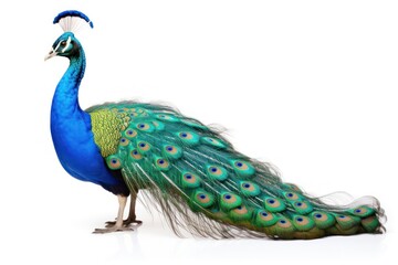 Peacock animal bird white background.