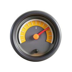 Poster - A 3D rendered speedometer gauge icon showcasing a circular design with orange indicators and a gray body, isolated from the background.