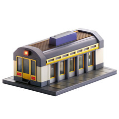Poster - A detailed 3D model of a stylish train station with intricate design elements. Perfect for gaming or architectural visualization.