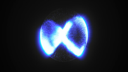 Poster - A blue sphere dotted with lights, floating in a dark expanse, reminiscent of a celestial body in a distant galaxy, highlighting abstract and digital art elements