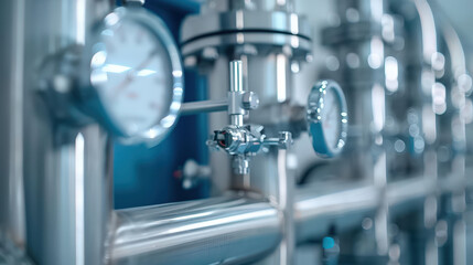 Aufkleber - Close up of petrochemical machinery showcasing intricate gauges and valves, highlighting precision and complexity of industrial equipment. machinery reflects modern industrial environment
