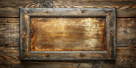 Wall Mural - A weathered wooden frame with rustic charm, showcasing the natural beauty of wood grain and aged patina.