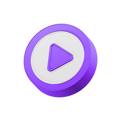 Fototapete - Play button music video 3d icon blue color