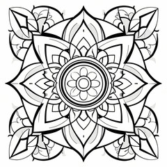 Mandala pattern Coloring book wallpaper design art. tile pattern greeting card sticker lace pattern and tattoo, yoga design. mandala illustration. on white background