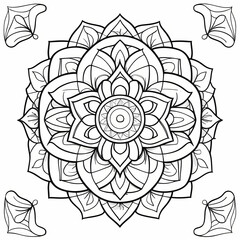 Mandala pattern Coloring book wallpaper design art. tile pattern greeting card sticker lace pattern and tattoo, yoga design. mandala illustration. on white background