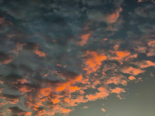 Wall Mural - Beautiful sunset with clouds in the sky. Nature background and texture.