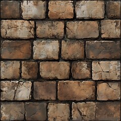 Close-up of vintage brick wall texture showcasing weathered and rustic bricks.