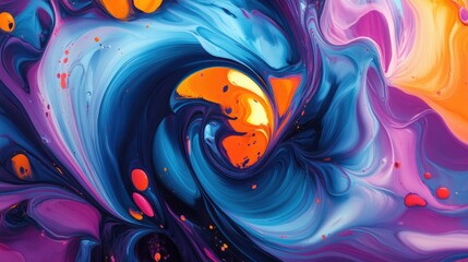 Fototapete - Bright and colorful swirl abstract blob design, featuring energetic shapes and bold contrasts for a playful, artistic effect.