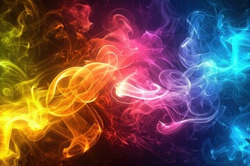 Poster - Colorful abstract smoke background swirling and mixing on black backdrop