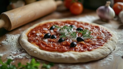 The Pizza Preparation with Ingredients