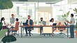 © Charoen - diverse business team, diverse group of professionals working together in a modern office space illustrations