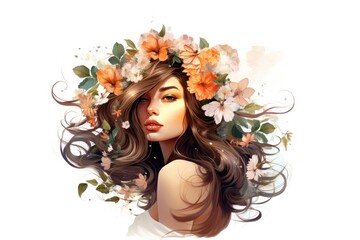 Wall Mural - Flower portrait female adult.