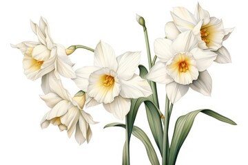 Poster - Botanical illustration narcissus flower daffodil blossom.