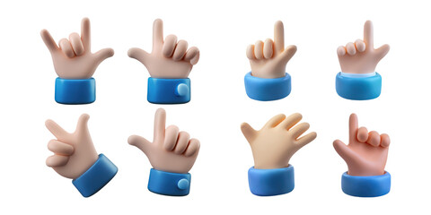Various Cartoon Hands with Gestures and Poses, PNG collection, set bundle, isolate on transparent or white background