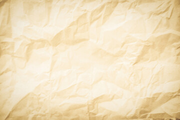 Wall Mural - Crumpled brown paper texture background for design with copy space for text or image.