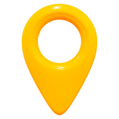 Fototapete - 3d yellow map location pointer. Pin code icon of the geolocation map.  Stock vector illustration on isolated background.	
