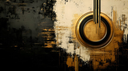 Sticker - Black and Gold Circle Abstract Background